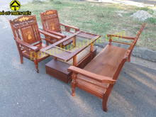 Bộ Salon Gỗ Hương Tay Dù Cẩn