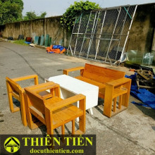Bộ Bàn Kèm Nệm Gỗ Ghép – ảnh 2