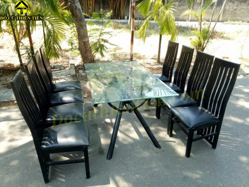 Bộ Bàn Ăn 8 Ghế Bàn Kính