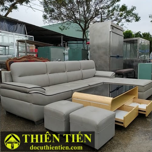 Sofa Da Cao Cấp Xám